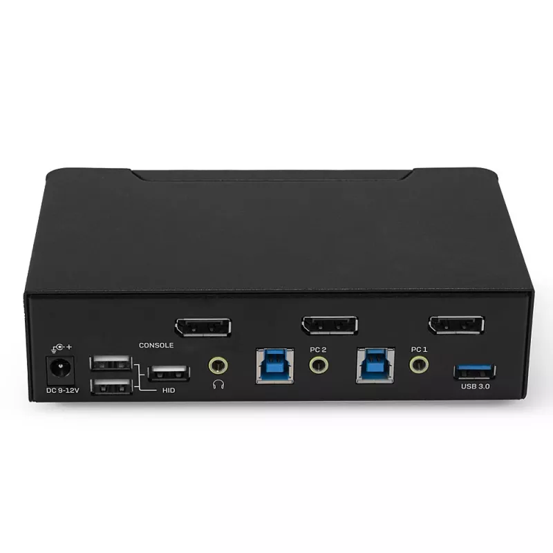 Switch KVM Lindy 2 portas DisplayPort 1.4, USB 3.0 e áudio
