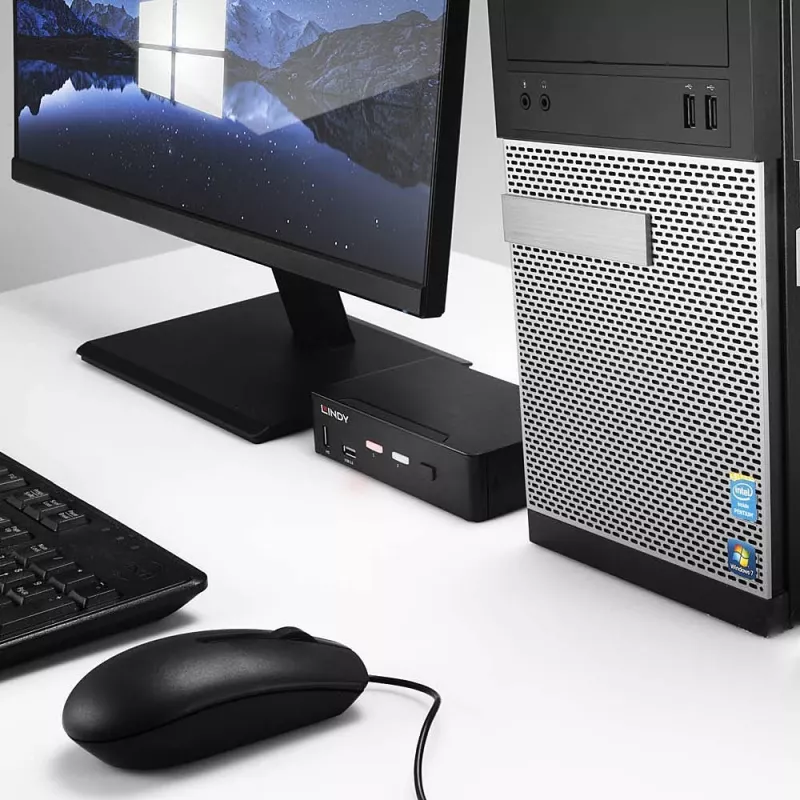 Switch KVM Lindy 2 portas DisplayPort 1.4, USB 3.0 e áudio