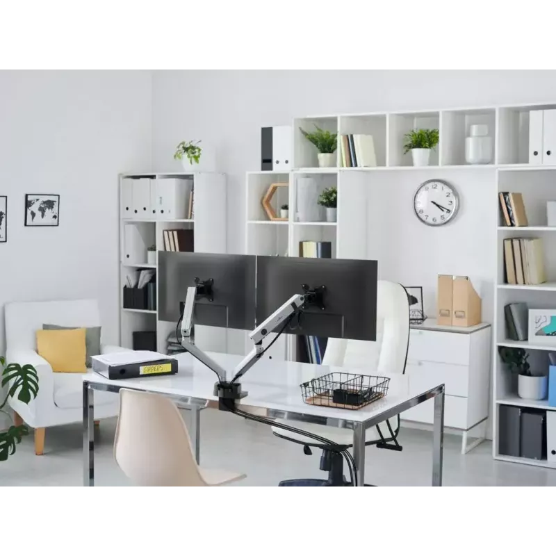 Durable SELECT PLUS Suporte de monitor 509723 com braço para 2 monitores, fixação à secretária