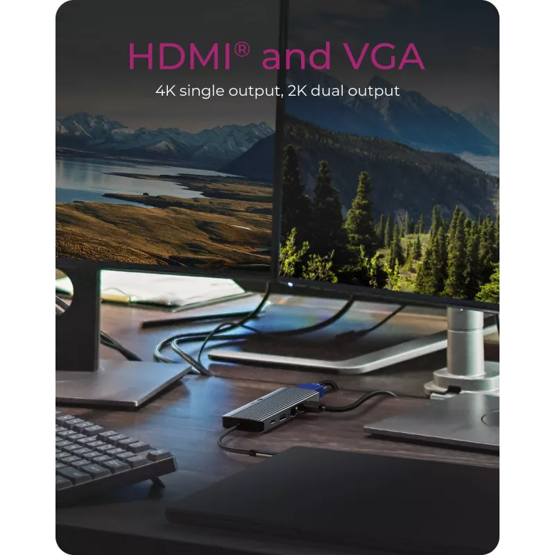 Docking station ICY BOX IB-DK4040a-CPD — 10-em-1 USB-C, HDMI 4K60Hz, VGA, 3×USB-A, Gigabit-LAN, PD 100W, SD/MicroSD, alumínio