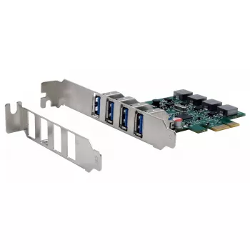 Placa PCIe EXSYS 4 portas USB 3.2 Gen 1 com Self-Power 3A Renesas