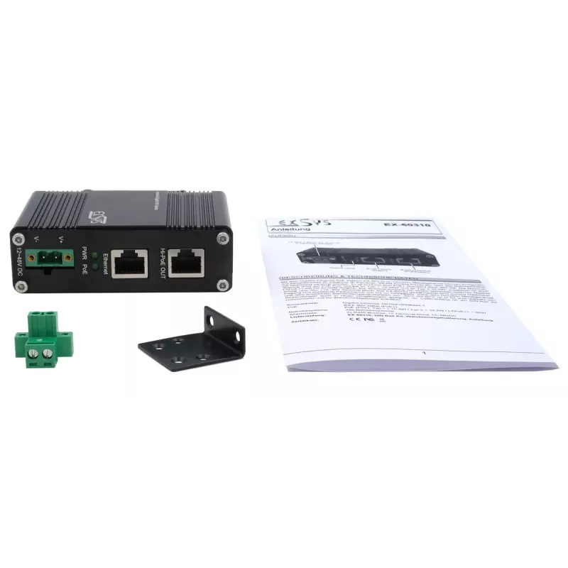 Injetor PoE++ Gigabit EXSYS 60W -40 °C a +80 °C