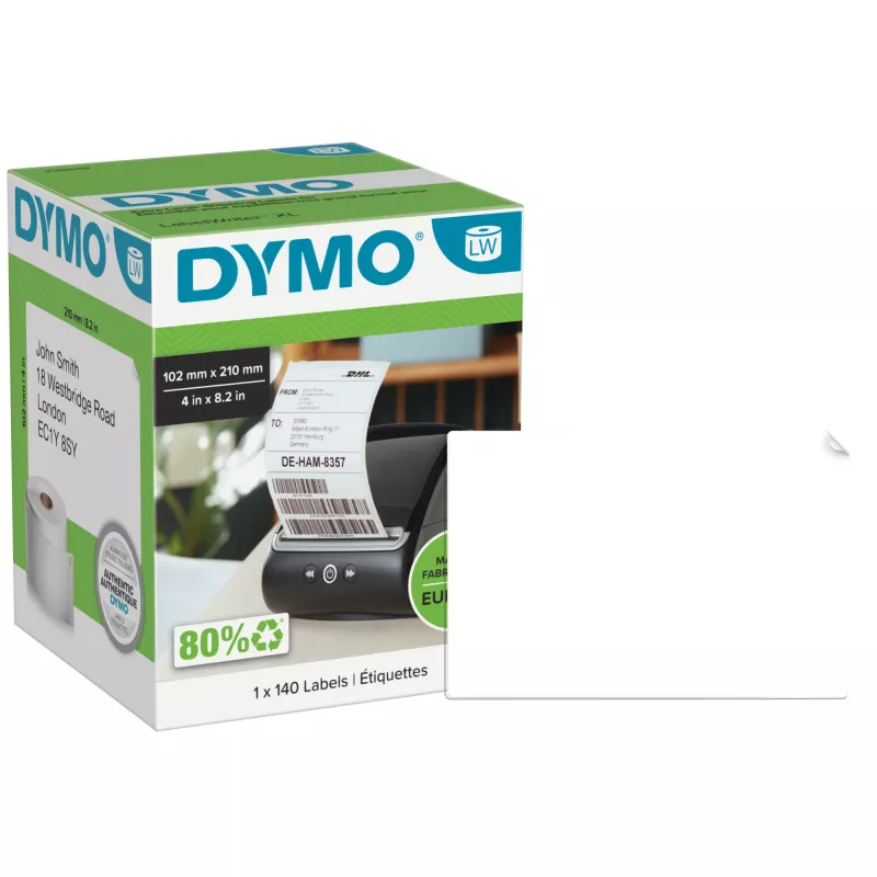 Etiqueta de impressora DYMO 2166659 branca universal retangular 10,2x21 cm