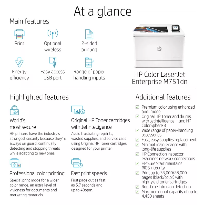 Impressora HP Color LaserJet Enterprise M751dn Laser Cor