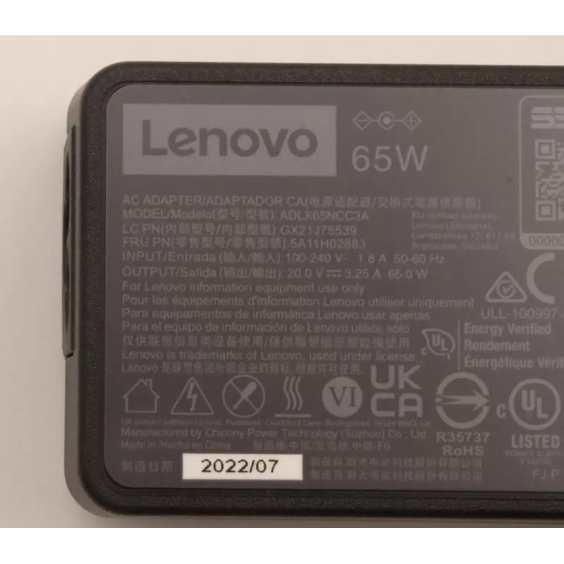 Lenovo 5A11H02883 fonte de alimentação para interiores 65 W preto
