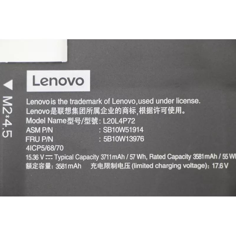 Bateria de iões de lítio interna para portátil Lenovo 57 Wh modelo 5B10W13976 para portáteis Lenovo compatíveis