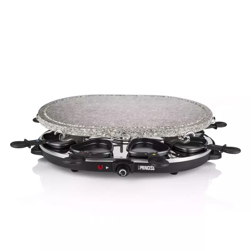 Princess 162720 Raclette 8 pedra oval grelhador party 1200W 8 frigideiras