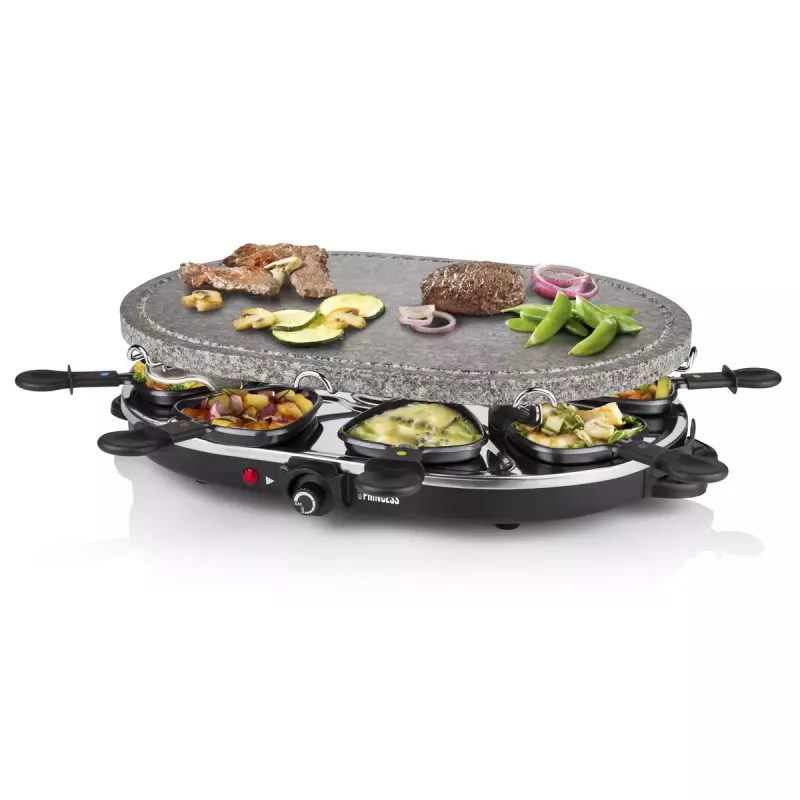 Princess 162720 Raclette 8 pedra oval grelhador party 1200W 8 frigideiras