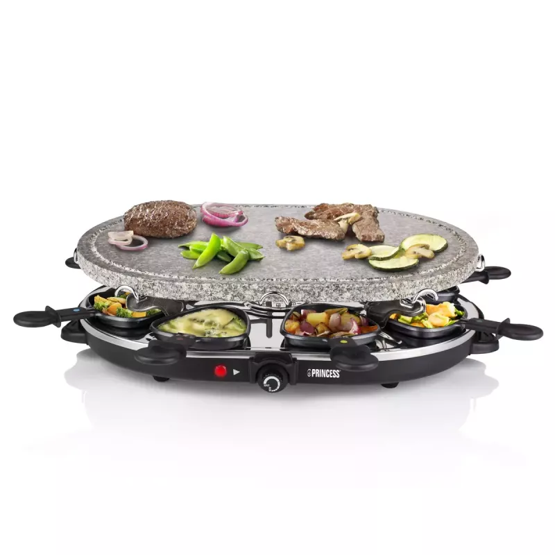 Princess 162720 Raclette 8 pedra oval grelhador party 1200W 8 frigideiras