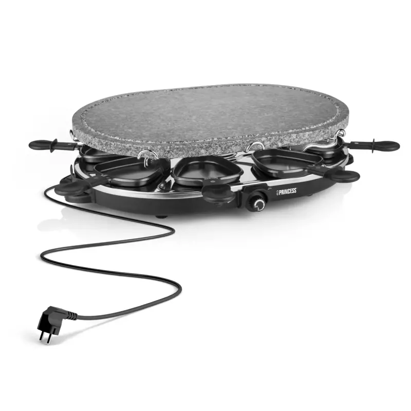 Princess 162720 Raclette 8 pedra oval grelhador party 1200W 8 frigideiras