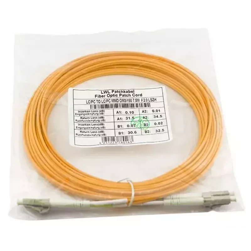 BlueOptics 050502K512000020M-BO Cabo de patch de fibra ótica duplex, LC/UPC para LC/UPC, OM3 50/125 µm, 20 m, bege