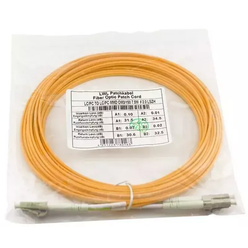 BlueOptics 050502K512000050M-BO Cabo de patch de fibra ótica duplex, LC/UPC para LC/UPC, OM3 50/125 µm, 50 m, bege