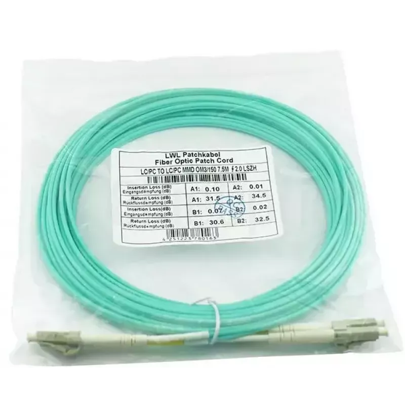 BlueOptics 050502T512000015M-BO Cabo de patch de fibra ótica duplex, LC/UPC para LC/UPC, OM3 50/125 µm, 15 m, bege
