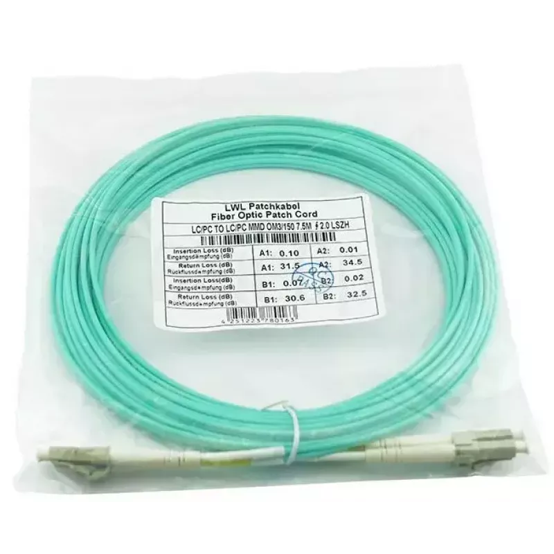 BlueOptics 050502T512000020M-BO Cabo de patch de fibra ótica duplex, LC/UPC para LC/UPC, OM3 50/125 µm, 20 m, bege