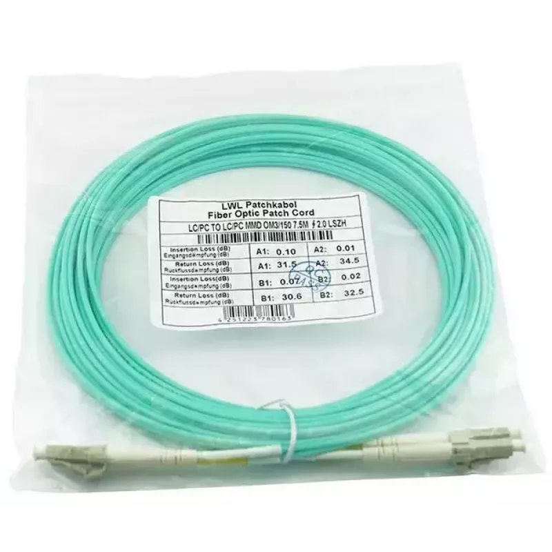 BlueOptics 050502T512000050M-BO Cabo de patch de fibra ótica duplex, LC/UPC para LC/UPC, OM3 50/125 µm, 50 m, bege