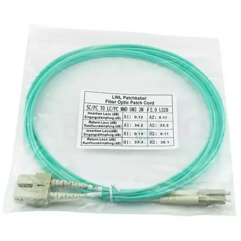 BlueOptics 055702T512000015M-BO cabo de patch de fibra ótica duplex, LC/UPC para SC/UPC, OM3 50/125 µm, 15 m, bege