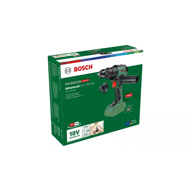 Bosch AdvancedDrill 18V-80 QuickSnap 1950 RPM sem chave 830 g preto, verde
