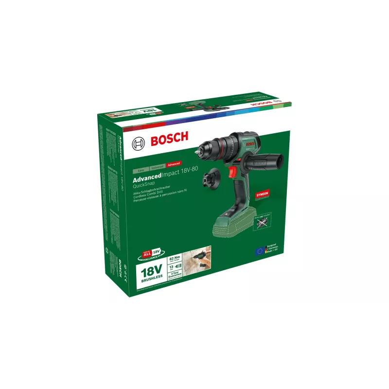 Bosch AdvancedImpact 18V-80 QuickSnap 1950 RPM sem chave 890 g preto, verde