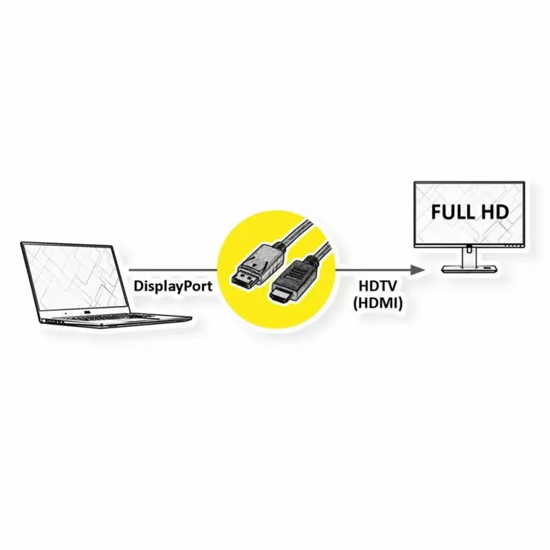 DisplayPort ROLINE 11.44.5782-10 HDTV preto