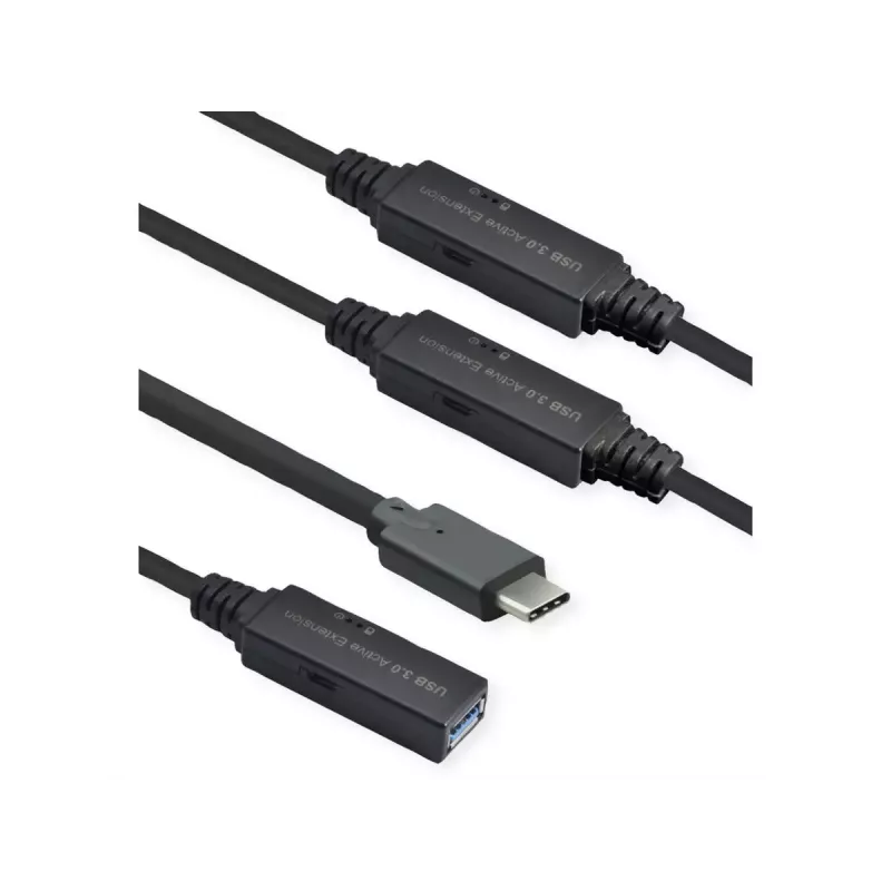 Cabo USB ROLINE 12.04.1068 USB 3.2 Gen 1 20 m USB C USB A preto