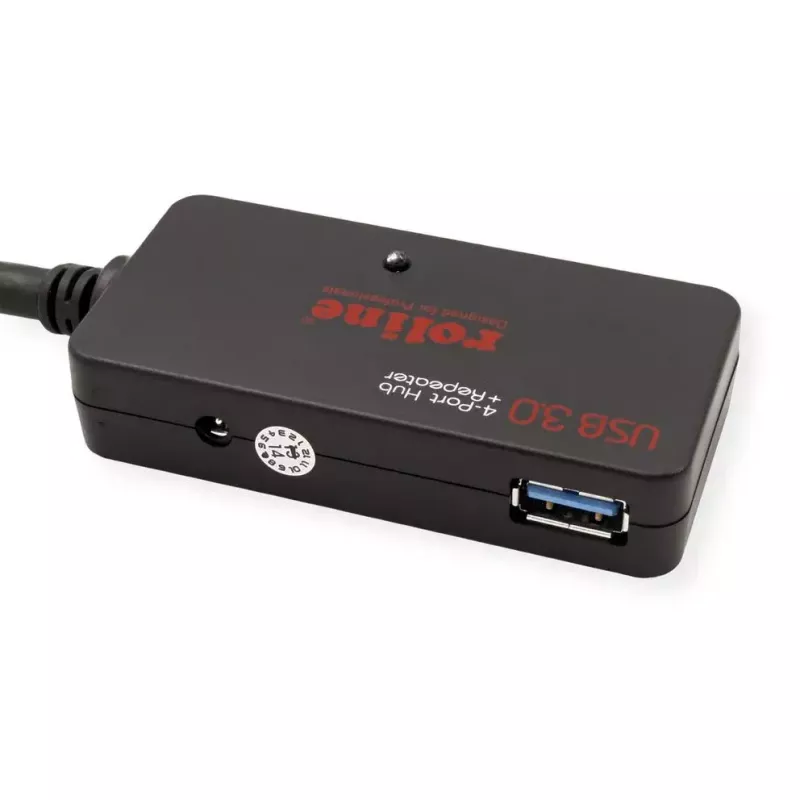 Hub USB ROLINE 3.2 Gen 1 4 portas com repetidor preto 10 m