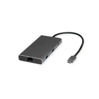 Dock para portátil VALUE 12.99.1139 com fios USB 3.2 Gen 1 Type-C preto cinzento