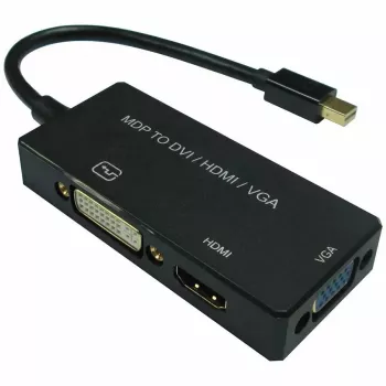 Adaptador de cabo de vídeo VALUE 12.99.3154 Mini DisplayPort HDMI VGA 0,1m preto