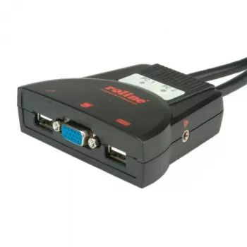 Comutador KVM ROLINE Star, 1 utilizador, 2 PCs, áudio, USB