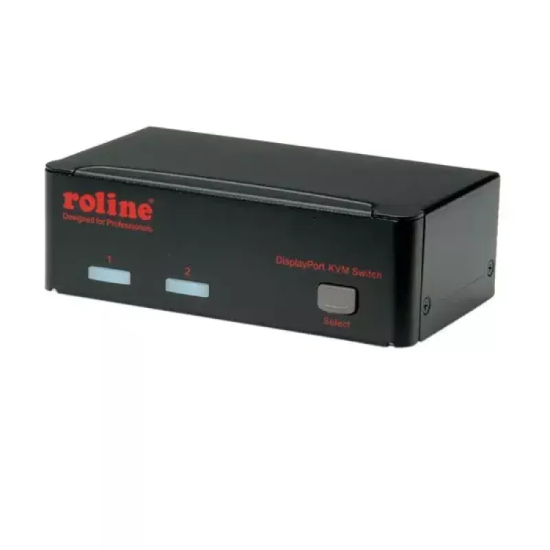 Comutador KVM ROLINE, 1 utilizador, 2 PCs, DisplayPort com hub USB