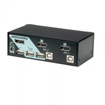 Comutador KVM ROLINE, 1 utilizador, 2 PCs, DisplayPort com hub USB