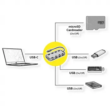 Dock para portátil ROLINE 14.02.5059 USB 3.2 Gen 1 Type-C preto