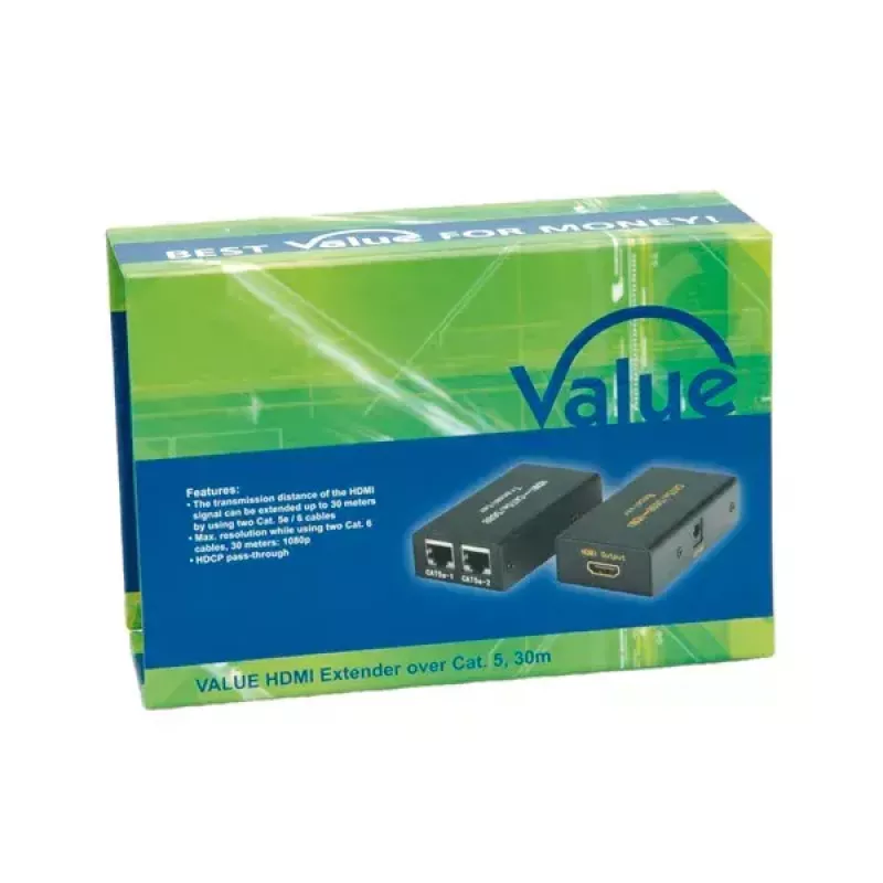 Transmissor e recetor AV VALUE extensor HDMI sobre par entrançado 25 m
