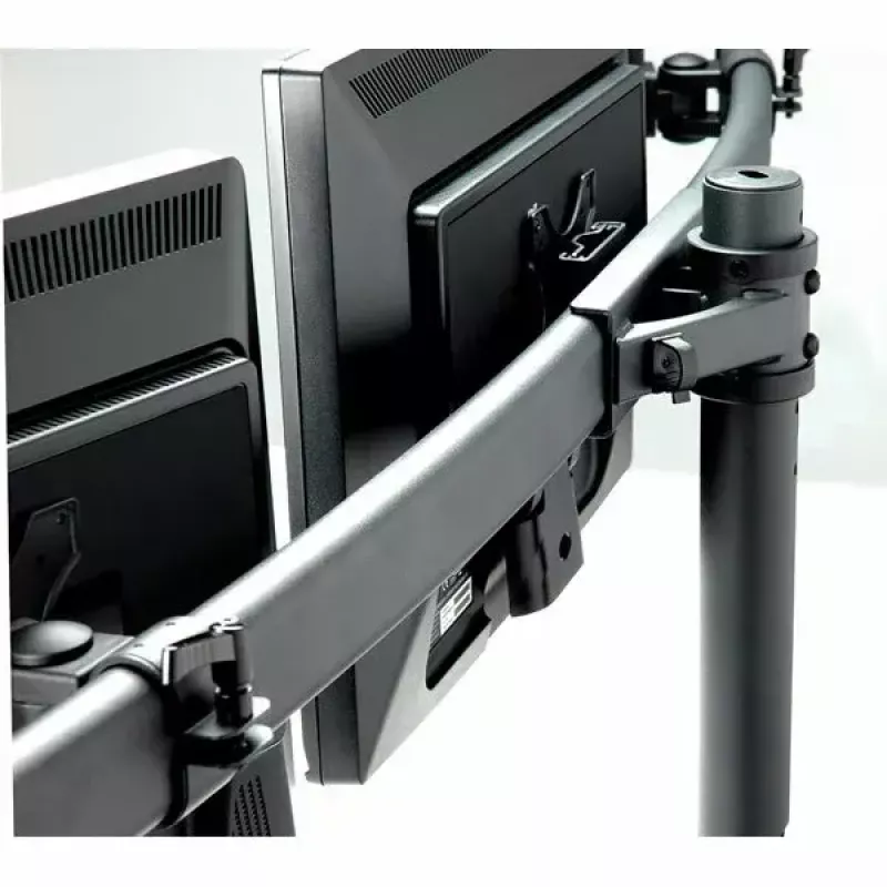 Braço LCD triplo VALUE com fixação à secretária preto — suporte de monitor para 3 ecrãs, ajustável