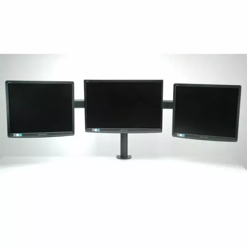 Braço LCD triplo VALUE com fixação à secretária preto — suporte de monitor para 3 ecrãs, ajustável