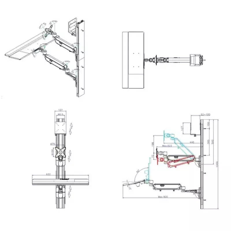 Estação de trabalho para montagem em parede VALUE Pneumatic