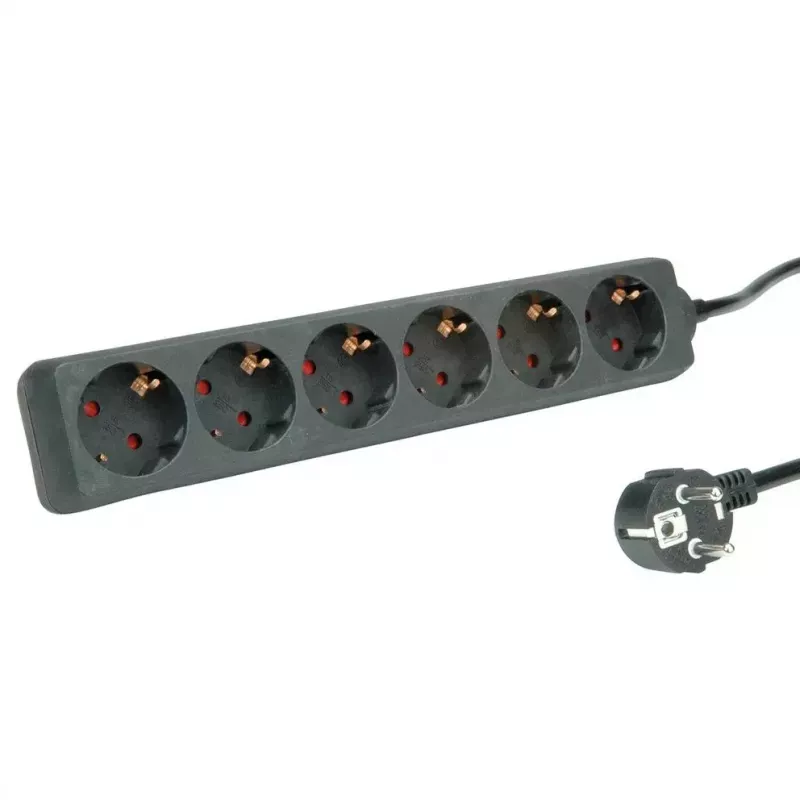 Distribuidor de energia ROLINE 19.07.1073 3m 6 tomadas AC interior preto