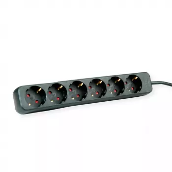 Distribuidor de energia ROLINE 19.07.1073 3m 6 tomadas AC interior preto