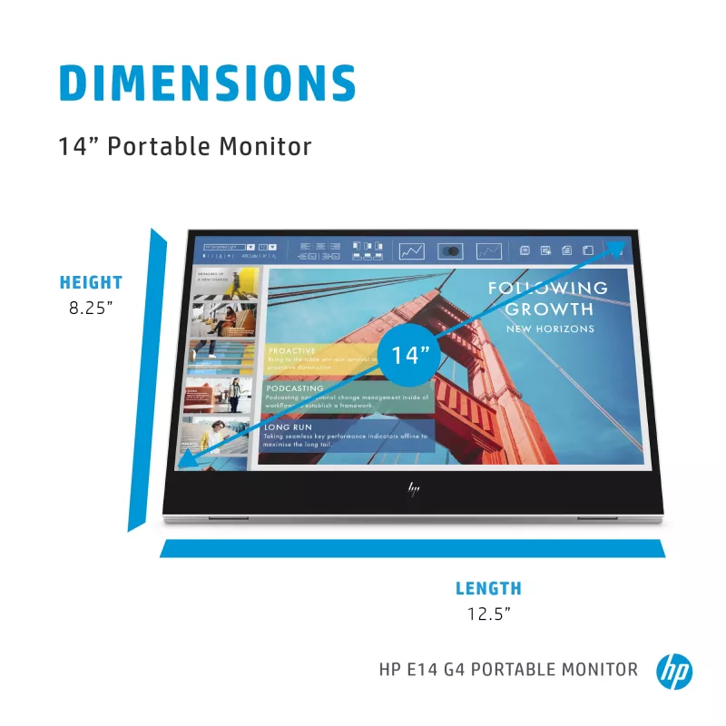Monitor HP E-Series E14 G4 14 polegadas Full HD LCD 1920x1080