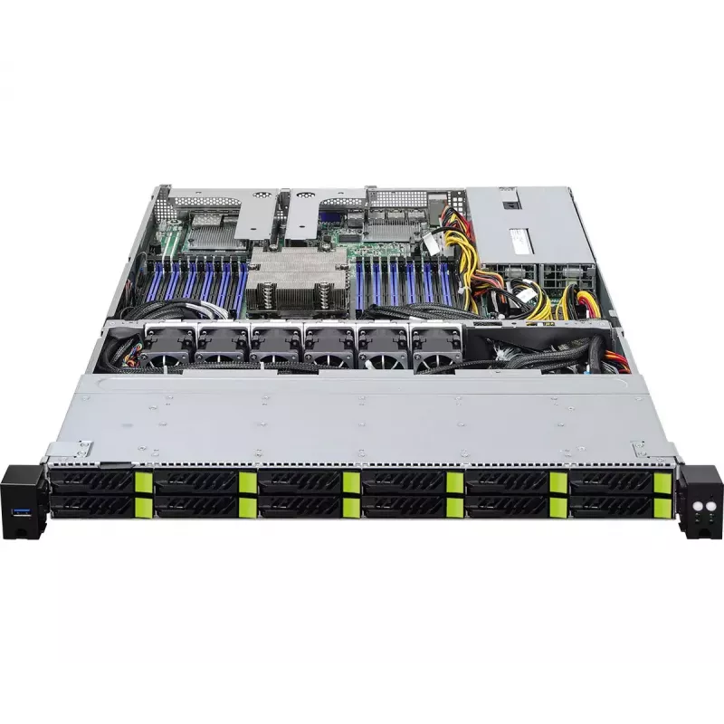 Caixa de computador ASRock 1U12E-GENOA/2L2T rack (1U) cinzento