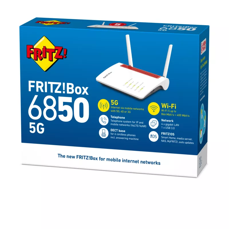 Box 6850 5G router Wi-Fi Gigabit Ethernet dual band (2,4 GHz / 5 GHz) branco