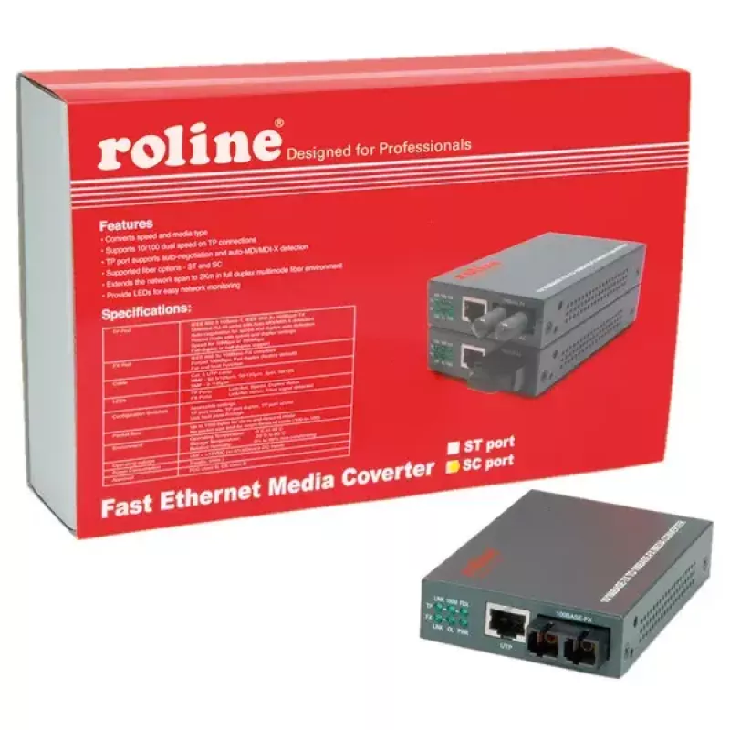 Conversor Fast Ethernet ROLINE RC-100FX/SC