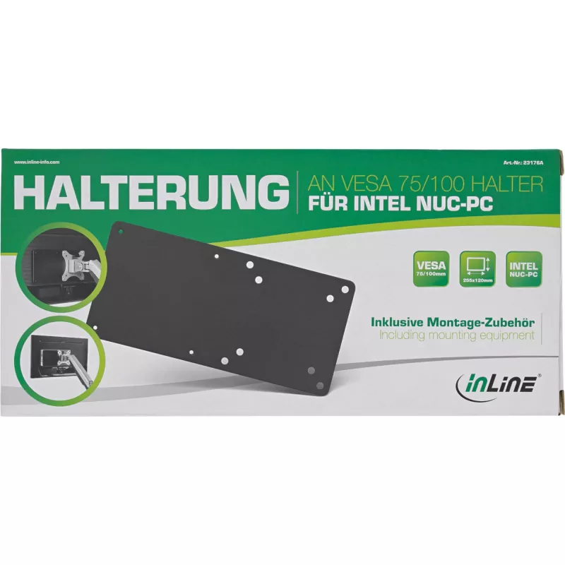 Placa para dispositivos InLine 23176A compatível com VESA 75/100 para Intel NUC