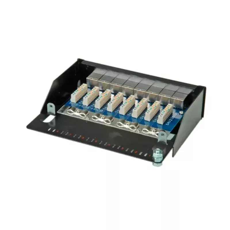 Patch panel de montagem na parede ROLINE Cat.5e 8 portas STP preto