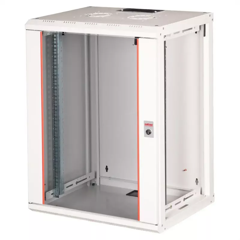 Armário rack 19 polegadas de parede ROLINE Pro 16U 600x450 mm, cinzento, fechadura com chave, IP20