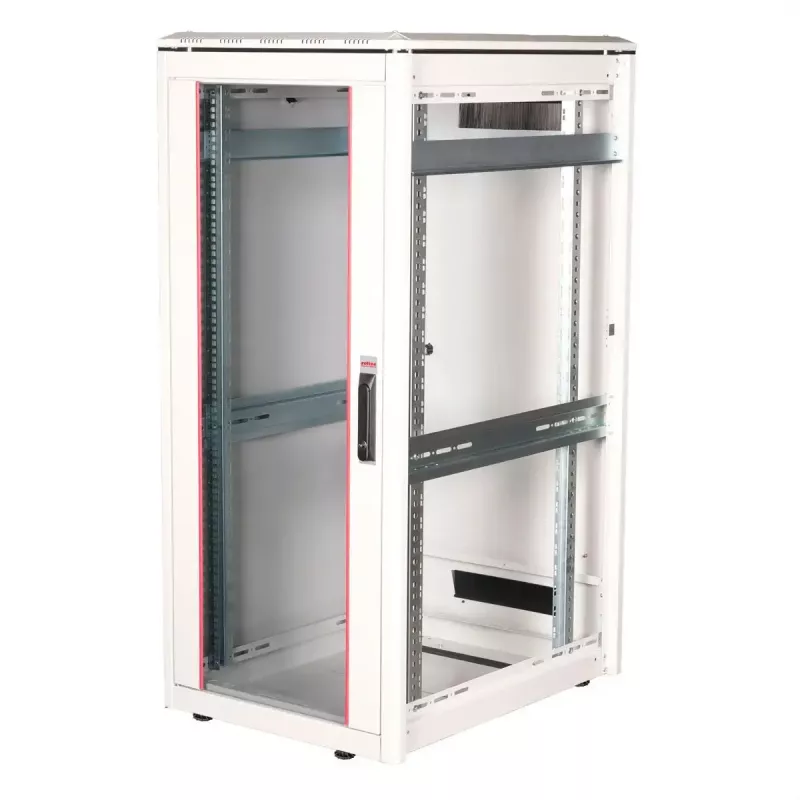 Armário de rede ROLINE 19 polegadas Pro 26U, 600x800 mm LxP, porta de vidro, cinzento, IP20, capacidade de carga 600 kg
