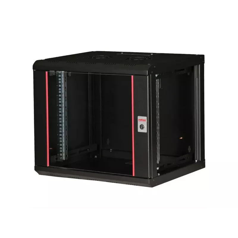 Caixa de parede ROLINE Pro 9U de 19 polegadas, 450x600 LxP, preto, fechadura com chave, IP20