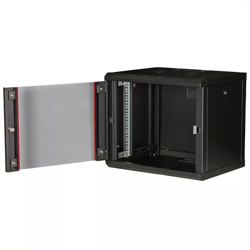 Caixa de parede ROLINE Pro 9U de 19 polegadas, 450x600 LxP, preto, fechadura com chave, IP20