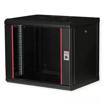 Caixa de parede ROLINE Pro 9U de 19 polegadas, 450x600 LxP, preto, fechadura com chave, IP20
