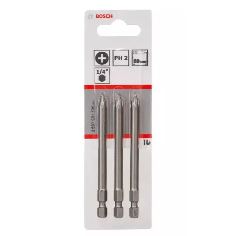 Bits de aparafusar Bosch 2607001535 extra duro PH2 3 unid. 89 mm