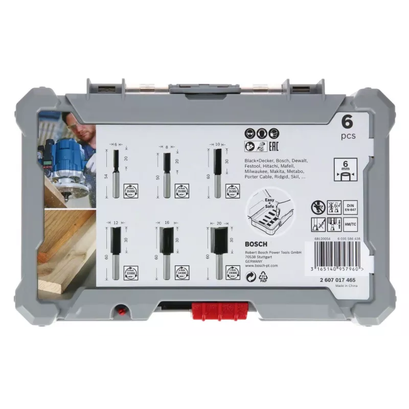 Bosch Conjunto de fresas (fresas para ranhuras), 6 unid., haste de 6 mm, 2607017465